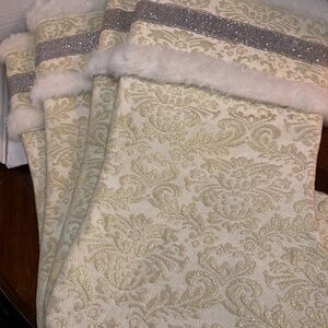 Elegant Cream and Silver Christmas Stocking